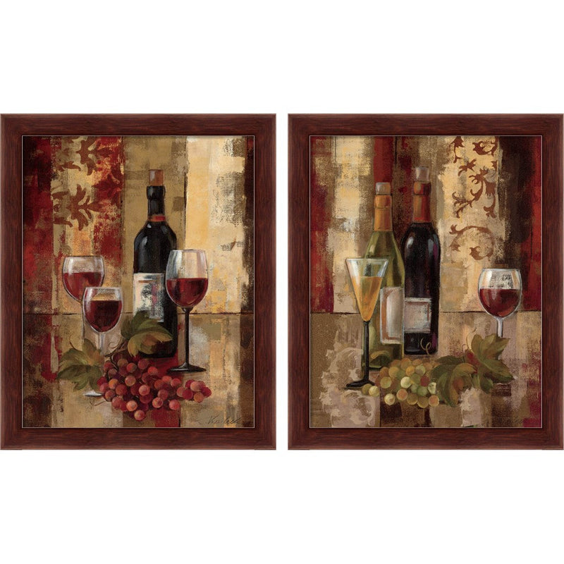 Graffiti and Wine by Silvia Vassileva, 2 Piece Brown Framed Art Set