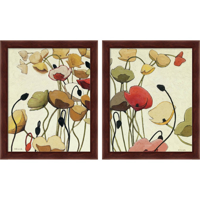 Pavots Ondule by Shirley Novak, 2 Piece Brown Framed Art Set