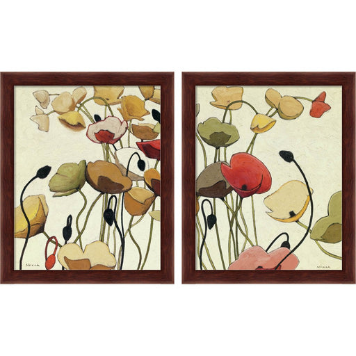 Pavots Ondule by Shirley Novak, 2 Piece Brown Framed Art Set