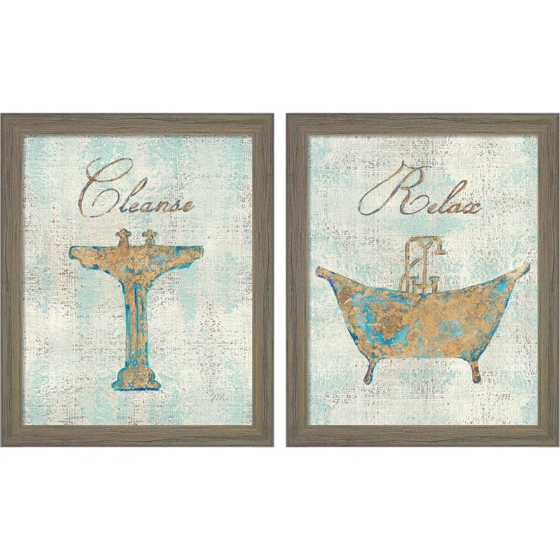 Cleanse & Relax by Studio Mousseau, 2 Piece Rustic Gray Framed Art Set
