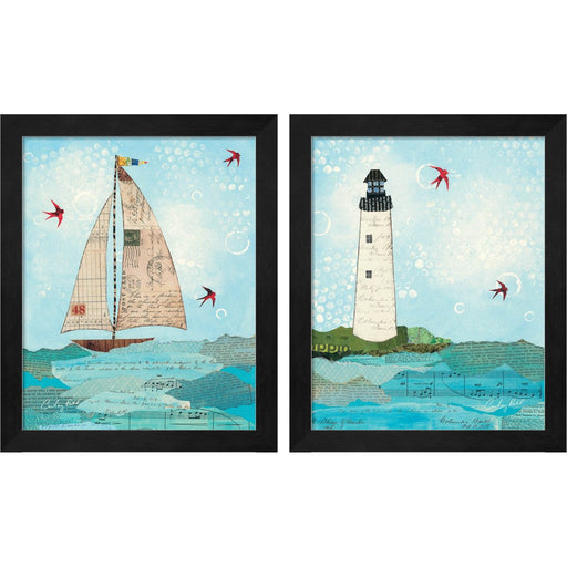 Coastal Notes by Courtney Prahl, 2 Piece Black Framed Art Set