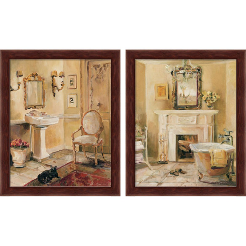 French Bath by Marilyn Hageman, 2 Piece Brown Framed Art Set