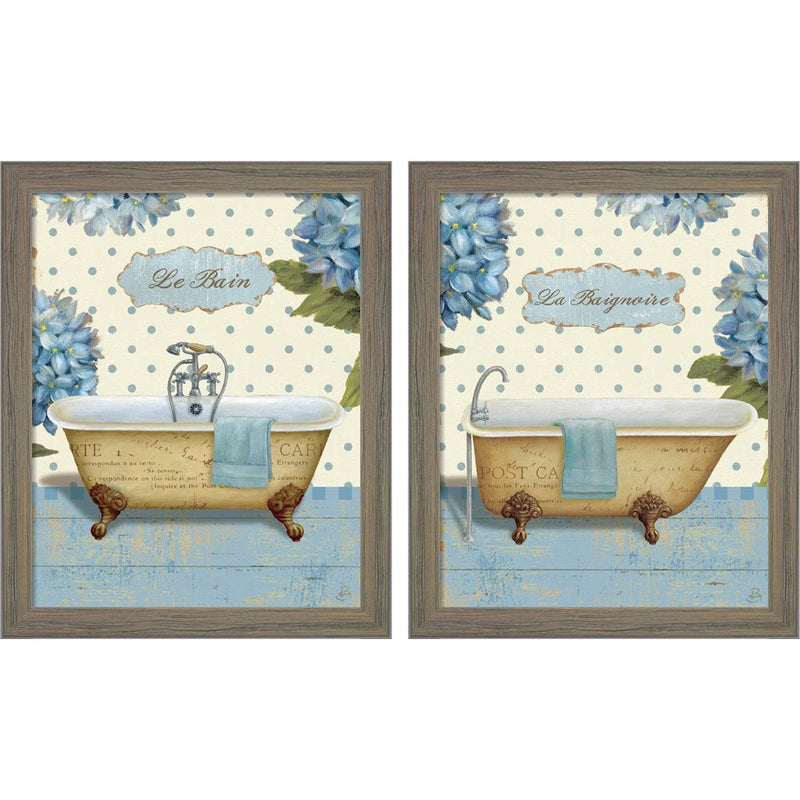 Thinking of You Bath by Daphne Brissonnet, 2 Piece Rustic Gray Framed Art Set