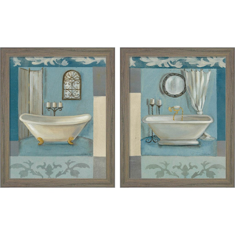 Antique Bath by Silvia Vassileva, 2 Piece Rustic Gray Framed Art Set