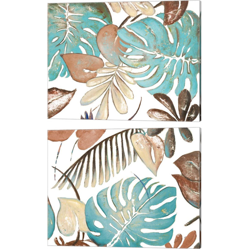 Teal and Tan Palms by Patricia Pinto, 2 Piece Canvas Art Set