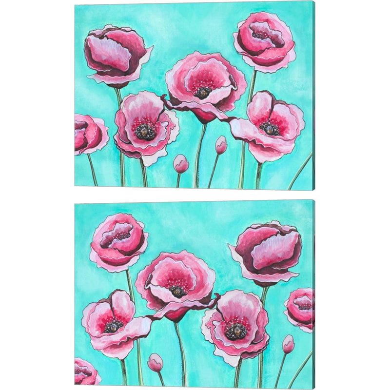 Pink Poppies by Elizabeth Tyndall, 2 Piece Canvas Art Set