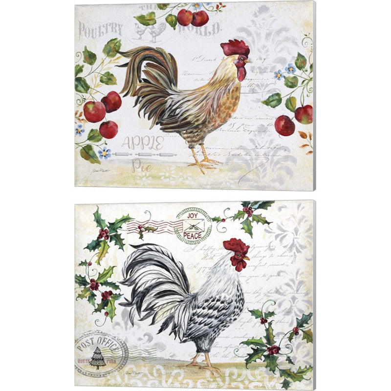 Seasonal Rooster A by Jean Plout, 2 Piece Canvas Art Set