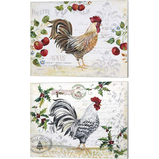 Seasonal Rooster A by Jean Plout, 2 Piece Canvas Art Set