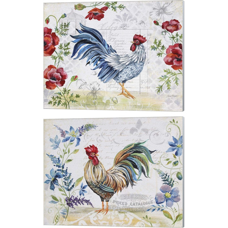 Seasonal Rooster B by Jean Plout, 2 Piece Canvas Art Set