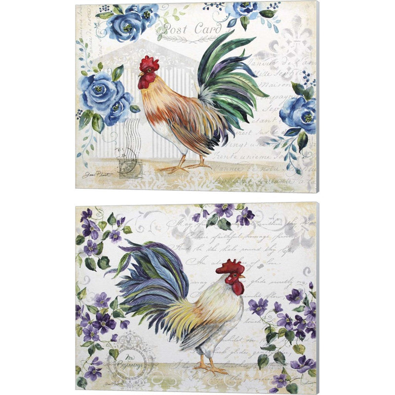 Seasonal Rooster C by Jean Plout, 2 Piece Canvas Art Set