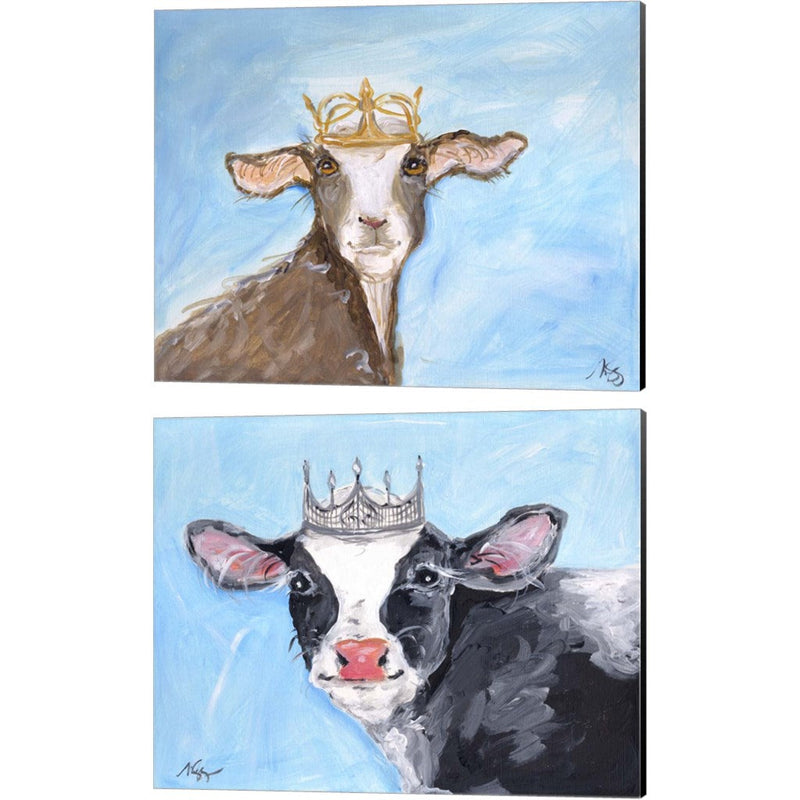 Queen Goat & Cow by Molly Susan Strong, 2 Piece Canvas Art Set