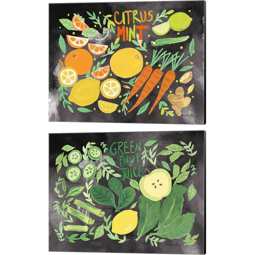 Fruitie Smoothie on Black by Farida Zaman, 2 Piece Canvas Art Set