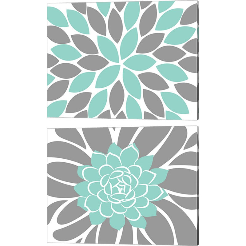Teal Foliage Floral by Tamara Robinson, 2 Piece Canvas Art Set
