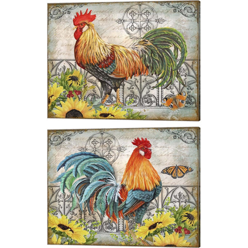 Ironwork Rooster 2 by Jean Plout, 2 Piece Canvas Art Set