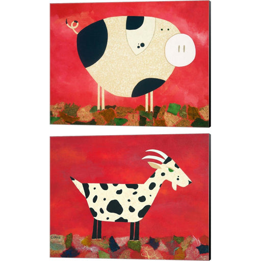 Pig Newton & Vincent Van Goat by Casey Craig, 2 Piece Canvas Art Set
