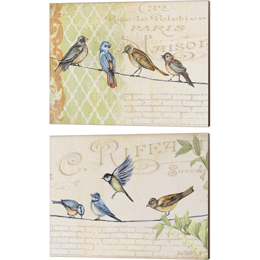 Birds Gathered On Wire - Paris Wall by Jean Plout, 2 Piece Canvas Art Set
