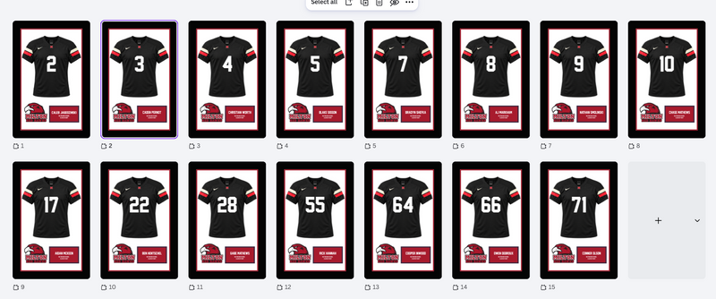 15 Jersey frames  Milton High School