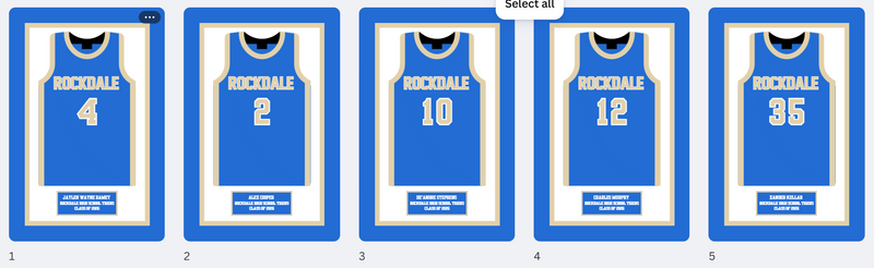 5 Framed Jersey Prints