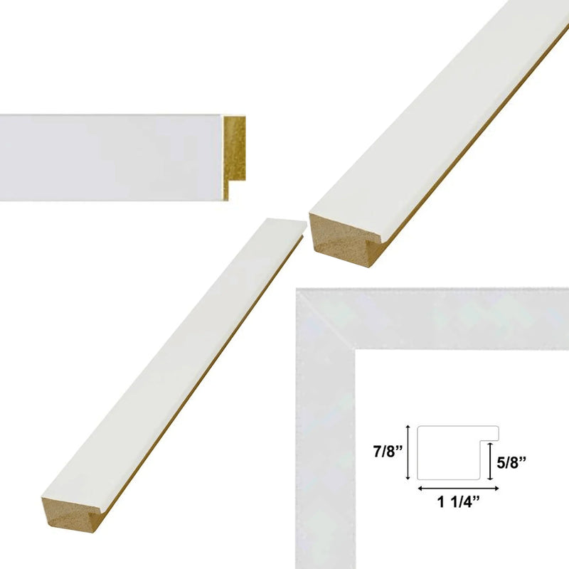 24x48 Frame Simple Flat Matte White Wood Picture Frame