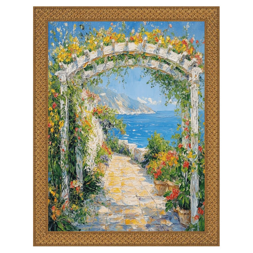 14x14 Frame Slim Cris Cross Gothic Antique Gold Picture Frame