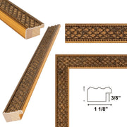 28x40 Frame Slim Cris Cross Gothic Antique Gold Picture Frame