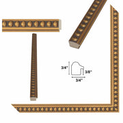 16x16 Frame Slim Gold Leaf Beaded Picture Frame