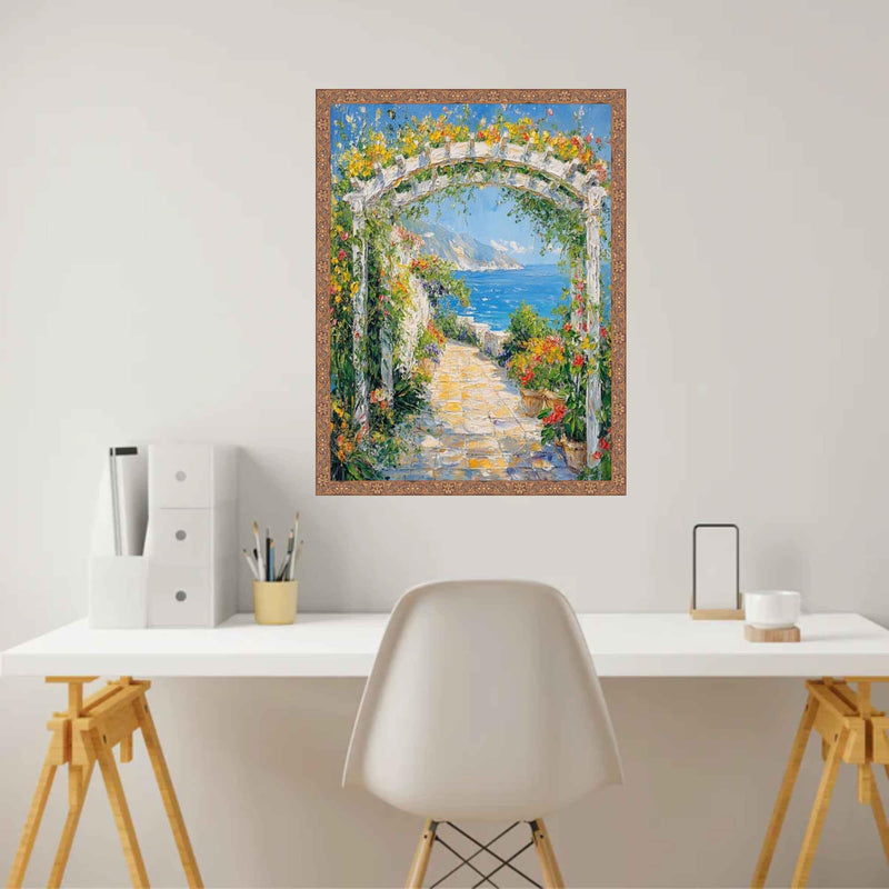 40x40 Frame Slim Gold Leaf Floral Star Picture Frame