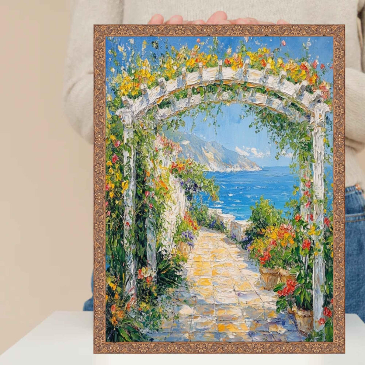 11x17 Frame Slim Gold Leaf Floral Star Picture Frame