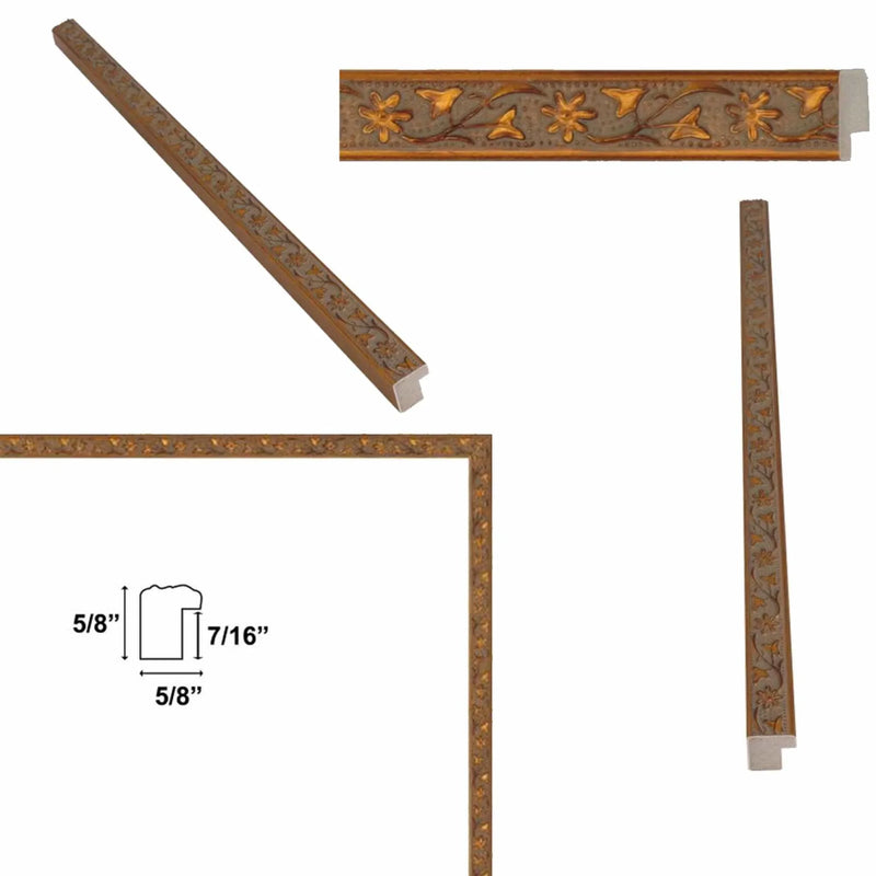 17x25 Frame Slim Gold Leaf Floral Star Picture Frame