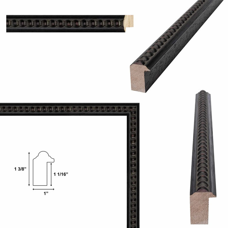 40x50 Frame Slim Gotham Black Beaded Picture Frame