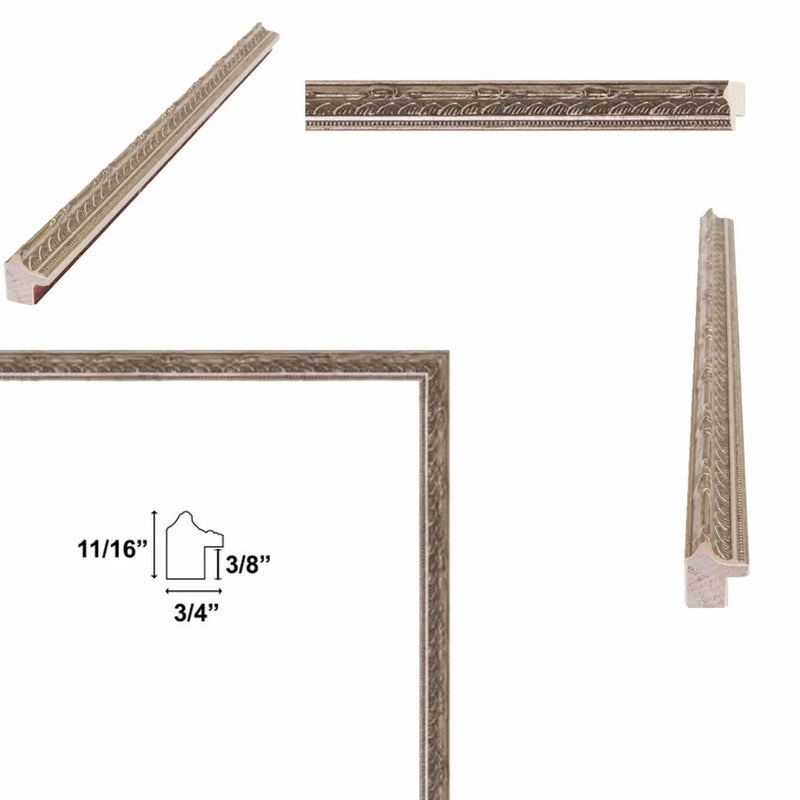 12x16 Frame Slim Silver Leaf Bead Design Picture Frame 