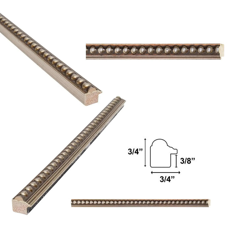 20x40 Frame Slim Silver Leaf Beaded Picture Frame 