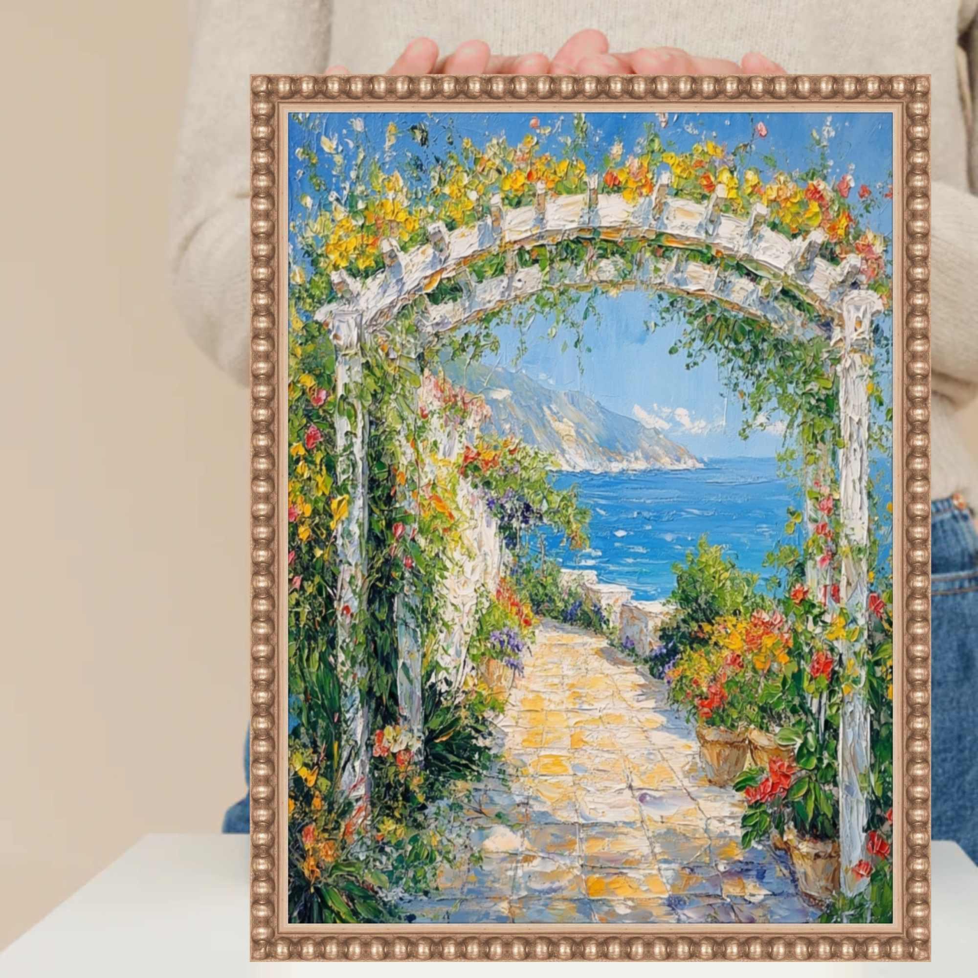 9x12 Picture Frame Slim Silver Leaf Beaded