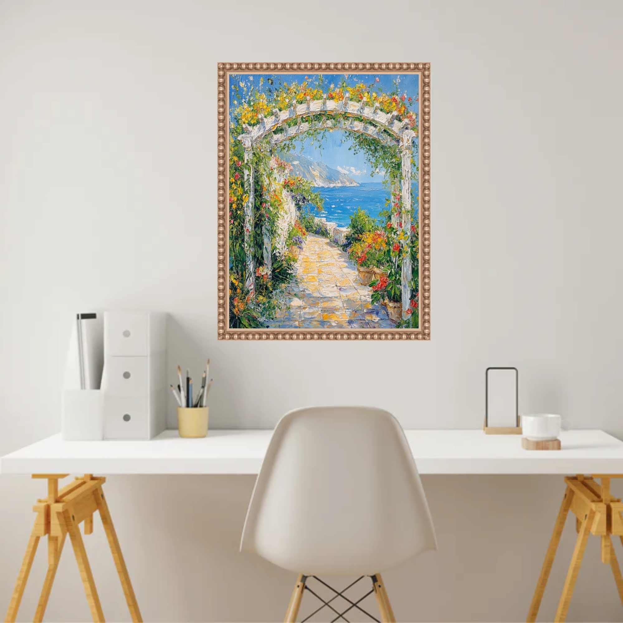 9x12 Picture Frame Slim Silver Leaf Beaded