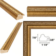 25x25 Frame Slim Vintage Antique Gold Beaded Picture Frame