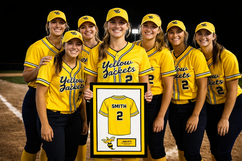 High School Senior Night Girls Softball jersey frame Gift