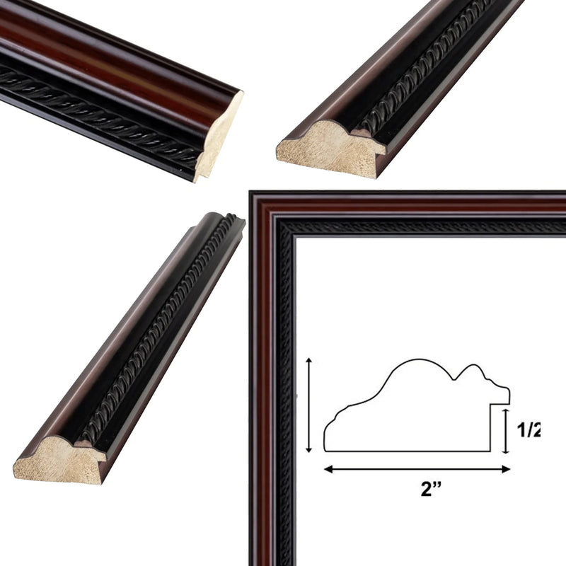 9x12 Frame Traditional Diploma Mahogany Rope Picture Frame