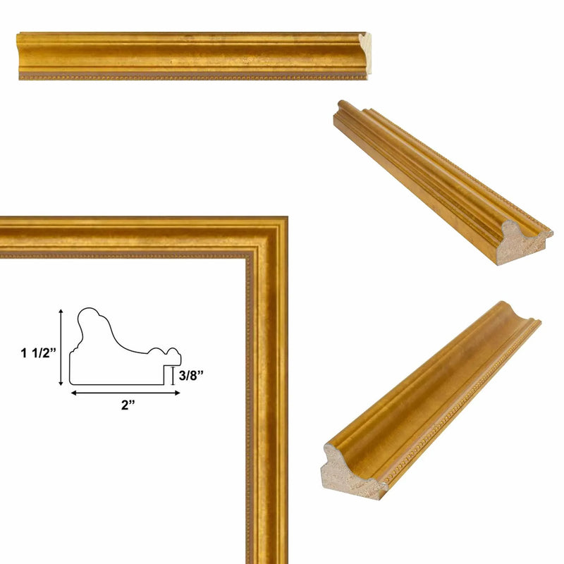 Traditional Golden Scoop Bead Picture Frame Office Décor