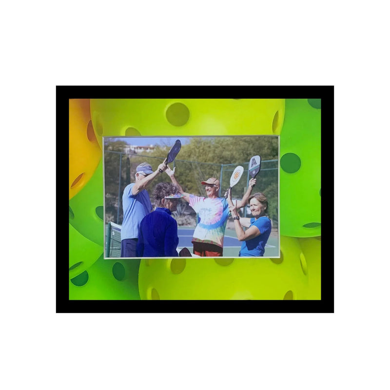 Pickleball Picture Frame: Black Wood Frame with Matting 5x7  ModernMemoryDesign.com 