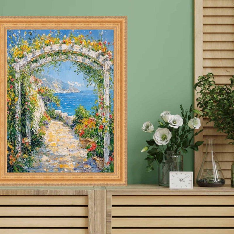 Vintage Gold Lead Beaded Picture Frame 