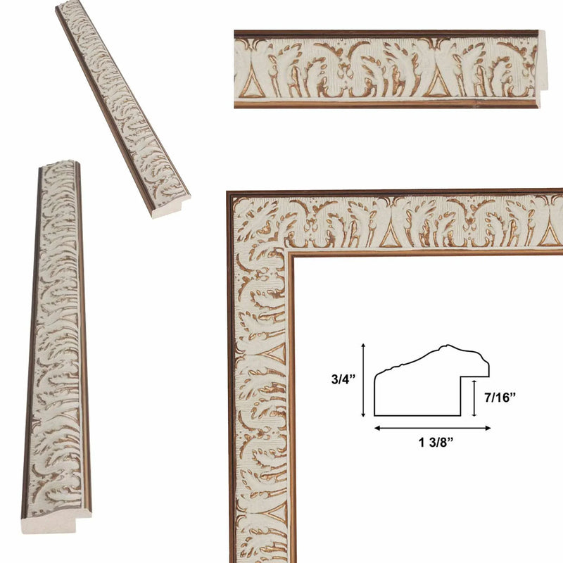 12x24 Frame Vintage Ornate White Wash Picture Frame