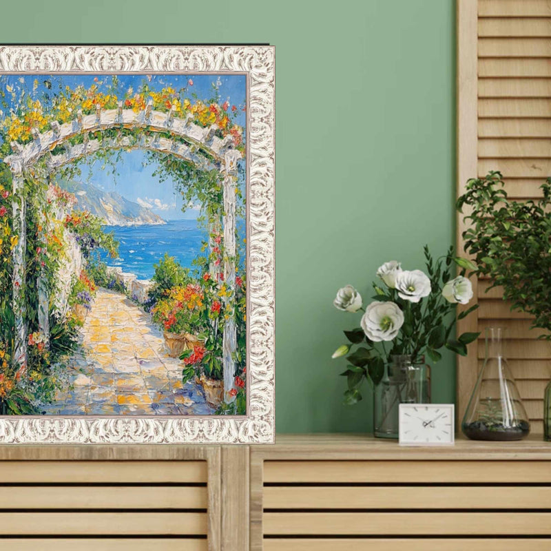 24x48 Frame Vintage Ornate White Wash Picture Frame