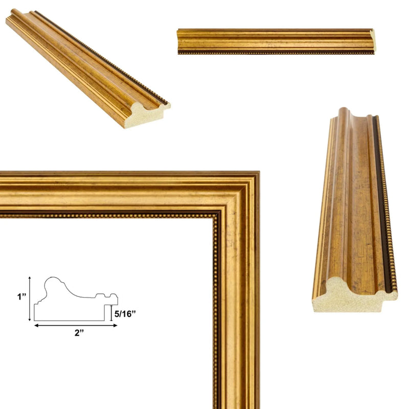 20x30 Frame Vintage Scoop Antique Gold Bead Picture Frame