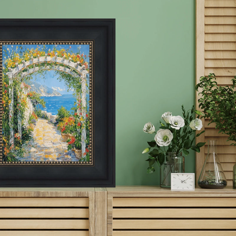 12x20 Frame Wide Black Scoop With Gold Bead Picture Frame