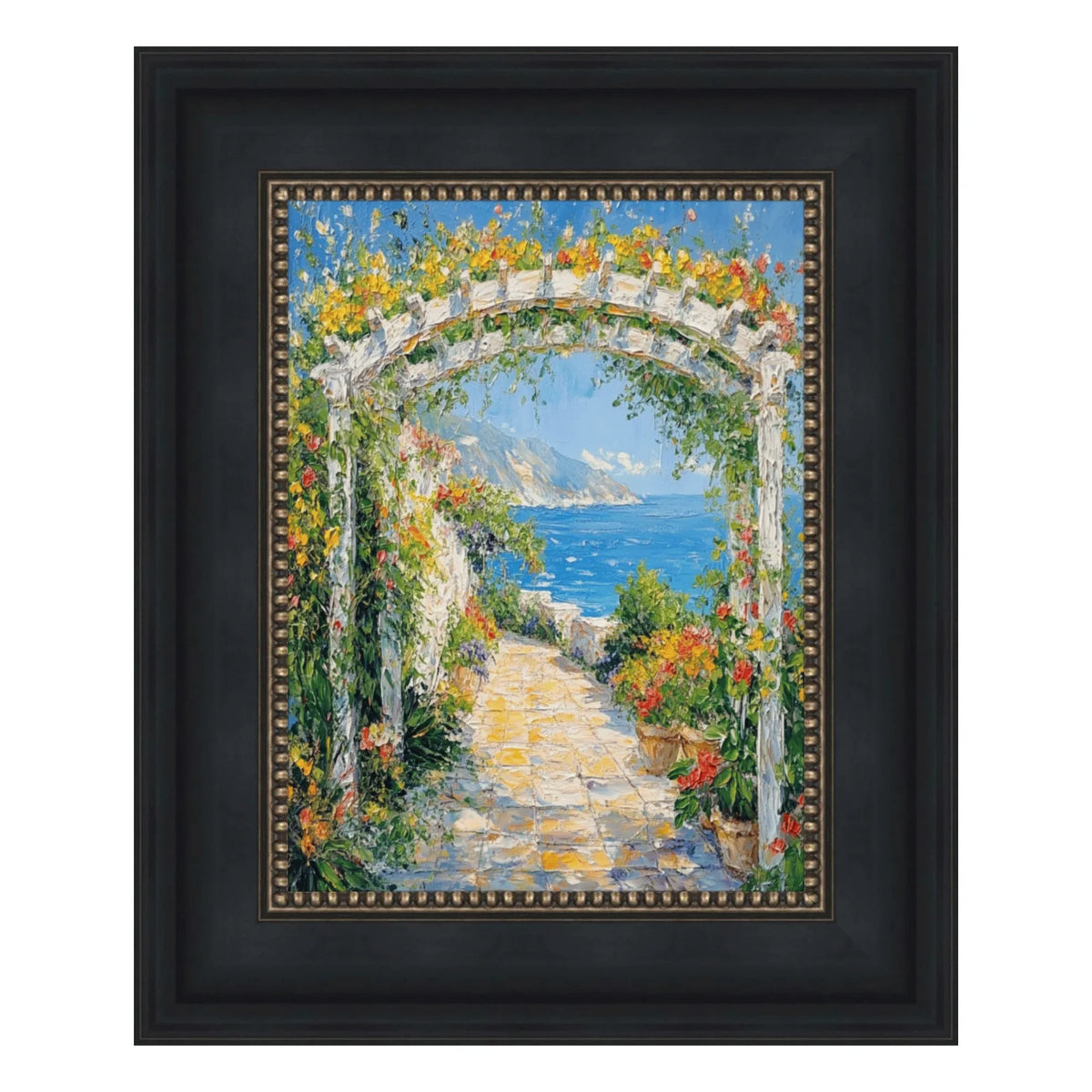 22x30 Picture Frame Wide Black Scoop With Gold Bead