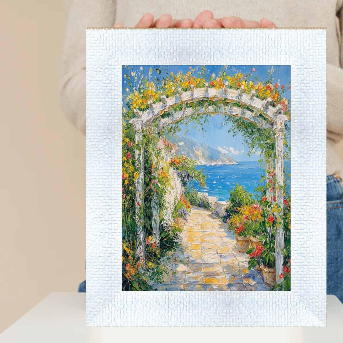 8.5x11 Picture Frame Wide Bright White Glitter Gloss Picture Frame
