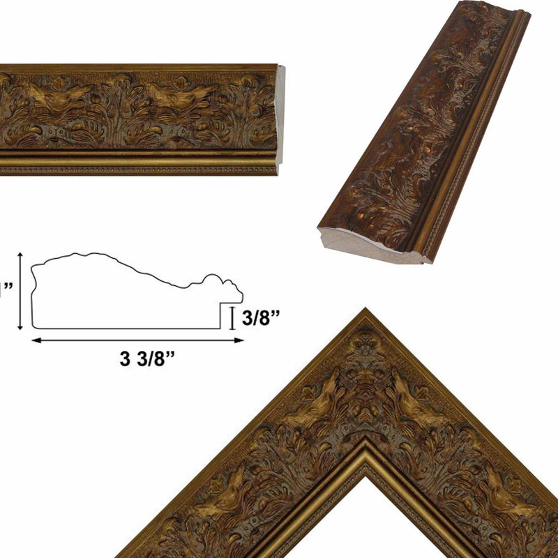 36x48 Frame Wide Gold Ornate Floral Picture Frame