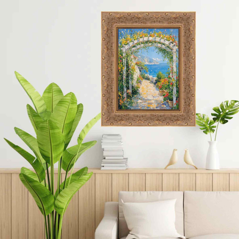 Wide Gold Ornate Floral Picture Frame Office Décor