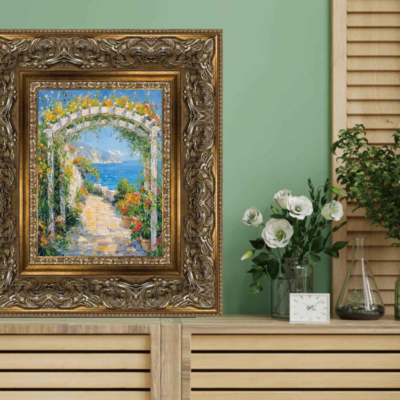 Wide Italian Baroque Antique Silver Picture Frame-5 inch Wide 