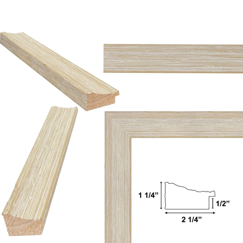 11x16 Frame Wide Rustic Wood Grain White Wash Picture Frame